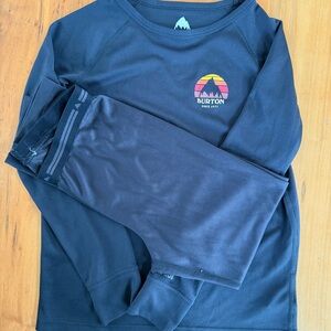 Burton Kids' Black Long Sleeve Shirt with Colorful Logo and matching bottoms.